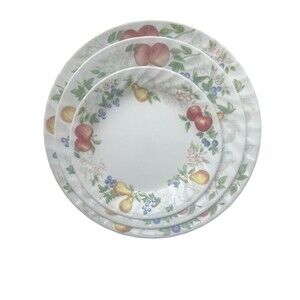 3 Piece Corning Corelle Chutney Fruit Swirl Rim 1 Dinner, 1 Salad, 1 Saucer‎ Set